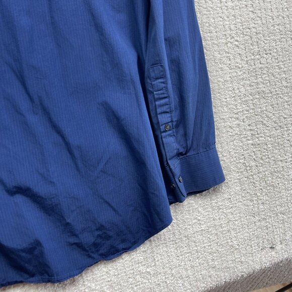 Calvin Klein Shirt Mens 17 1/2 Blue Plaid Regular Preppy Dress Shirt long sleeve - Picture 14 of 15